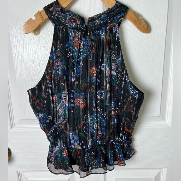 Veronica Beard Womens Silk Metallic Floral Black Open Back Multi Kailani Top 8 - Picture 7 of 10